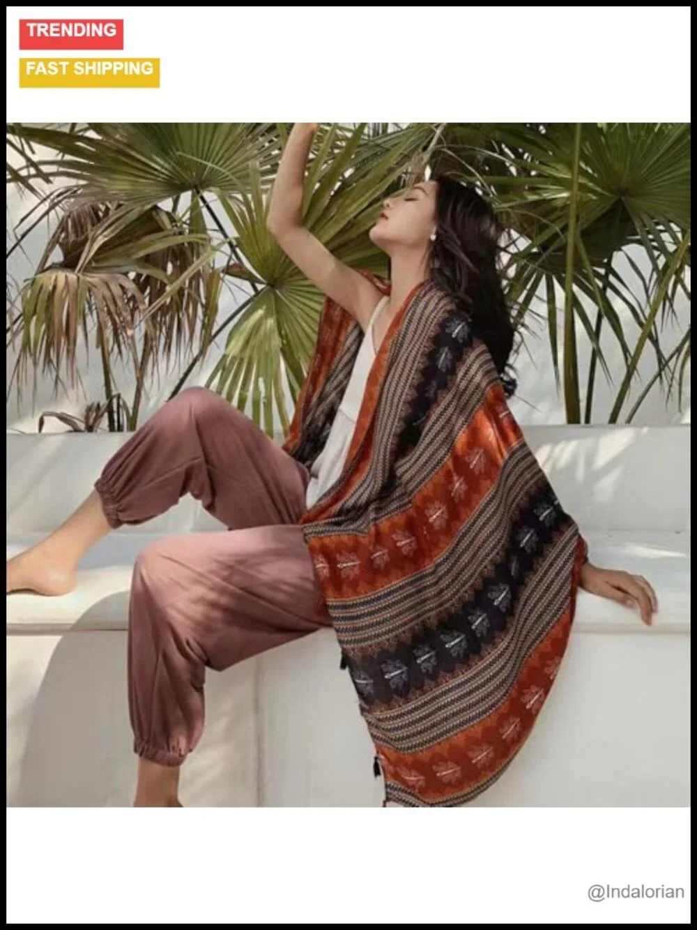 Lightweight Floral Printed Fringed Shawl Wrap Scarf